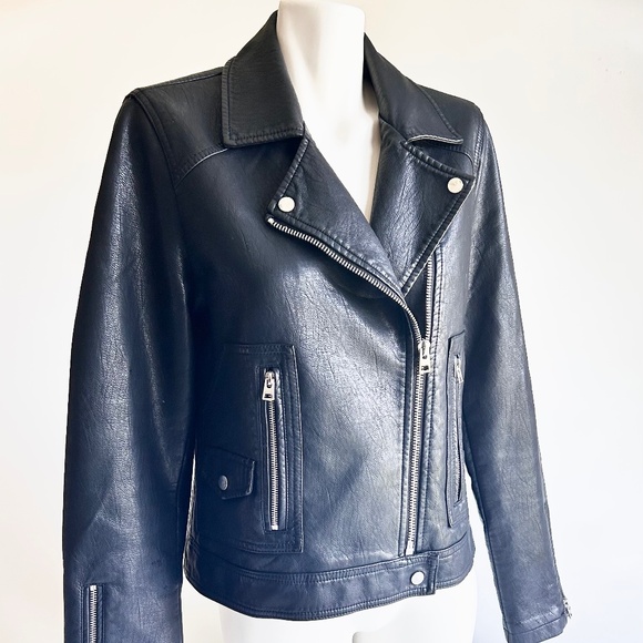 Topshop Black Leather Moto Jacket - Picture 4 of 14
